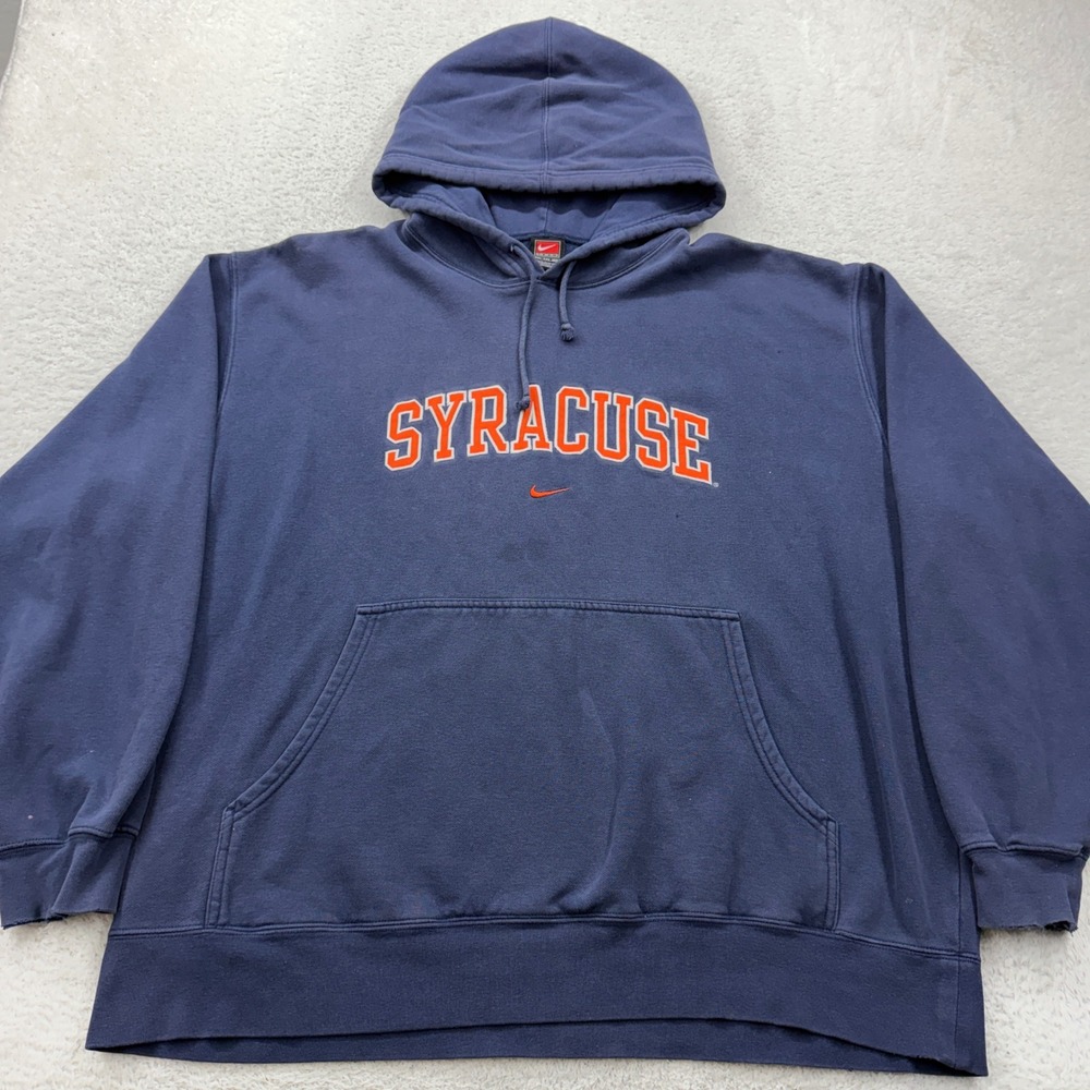 Nike Team Syracuse University Hoodie Mens XXL Navy Blue Vintage Y2K Spellout